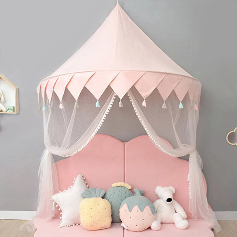 Children Play House Castle Kid Teepee Tents Cotton Foldable Tent Canopy Bed Curtain Baby Crib Netting Girls Boy Room Decoration