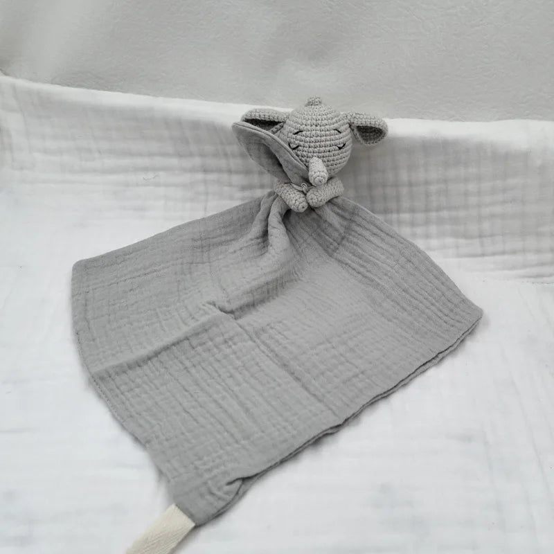 Baby Sleeping Toy Soother Towel Bib Animal Bear Cow Doll Infants Soft Comfort Bib Lovely Animal Baby Security Blanket with Noise