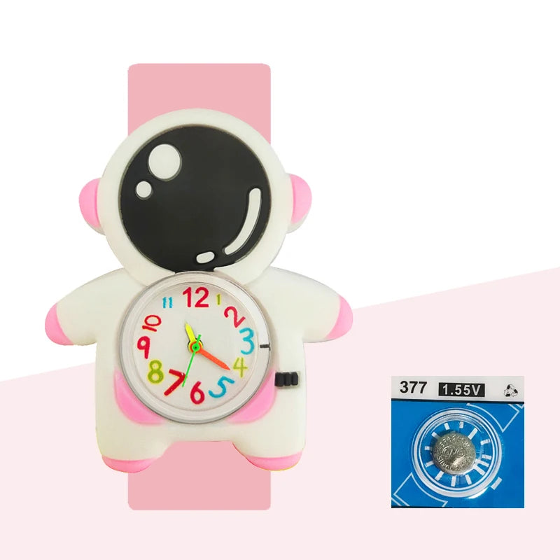 Baby Watch 3D Cartoon Kids Birthday Gift Old Girl Boy Children Study Time Toy Watch Clock Free Spare Battery