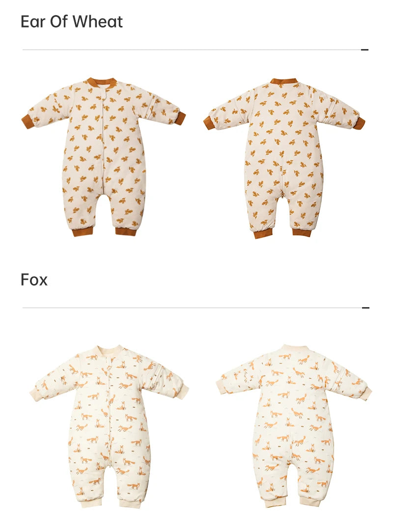 Sleeping Bag For Children 1-4 Years Neck Protection Warm Windproof 3 Zippers Design Removable Sleeves Baby Sleeping Bag 2.5Tog