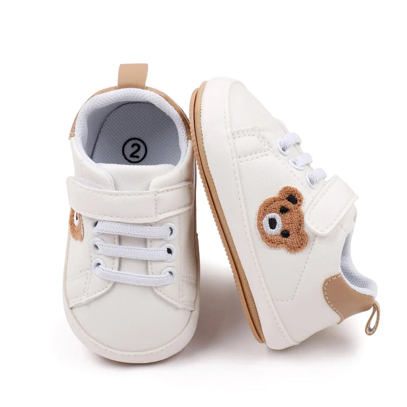 Baby Shoes Cute Bear Sneaker Spring and Autumn Style High Quality PU and TPR Sole Anti-slip 0-9-18 Month Toddler Walking BMB3134