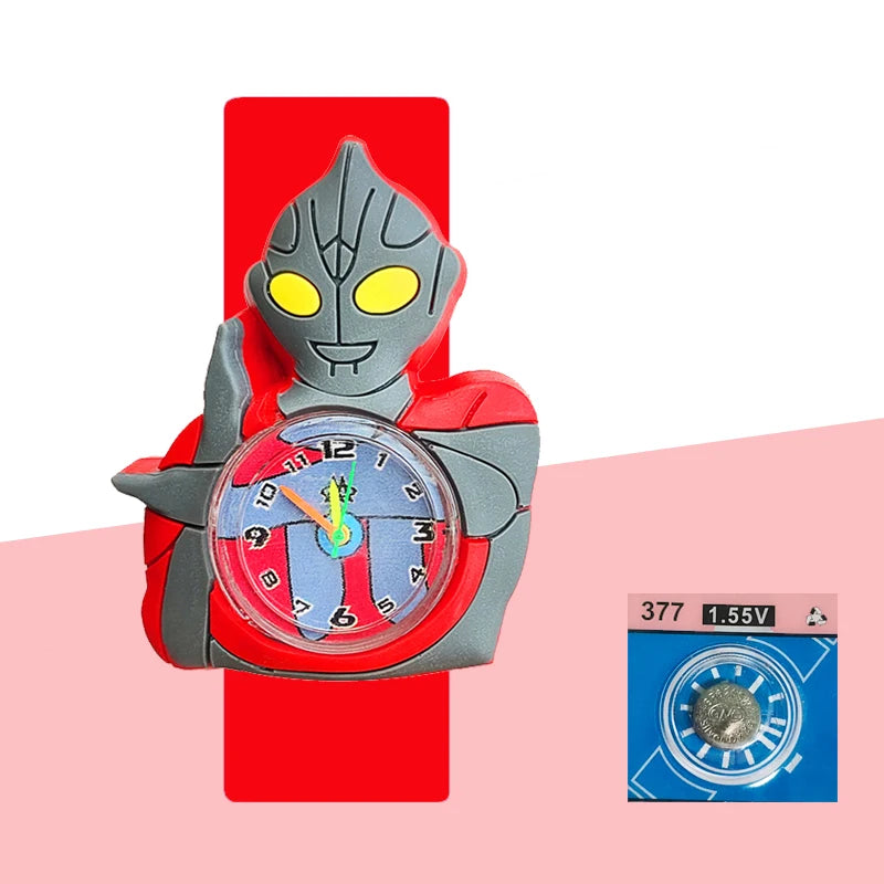 Baby Watch 3D Cartoon Kids Birthday Gift Old Girl Boy Children Study Time Toy Watch Clock Free Spare Battery