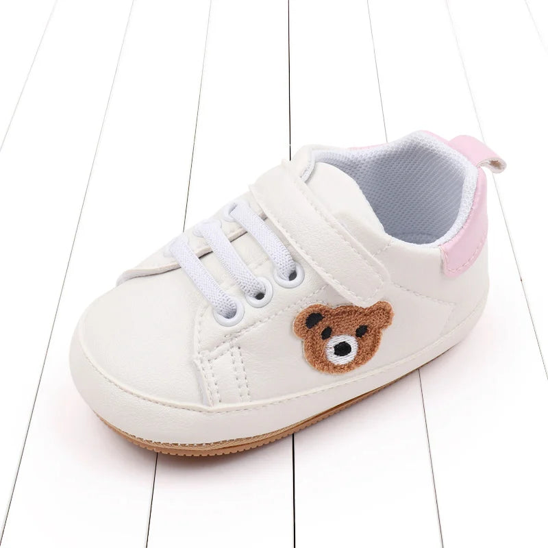 Baby Shoes Cute Bear Sneaker Spring and Autumn Style High Quality PU and TPR Sole Anti-slip 0-9-18 Month Toddler Walking BMB3134