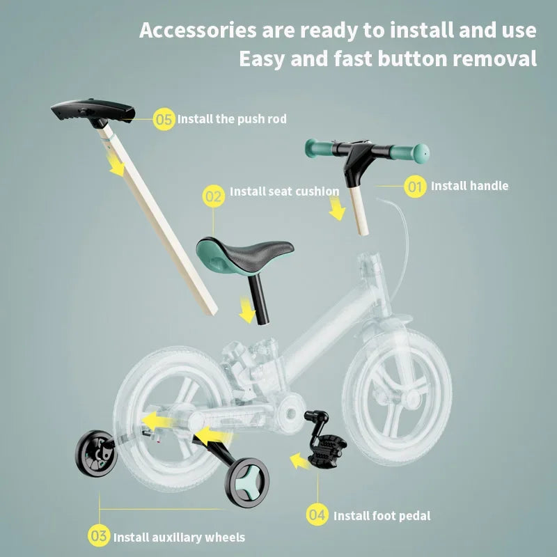 Children's bicycle balance bike 2-in-1 1-3 1-6-year-old girl boy pedal folding bike
