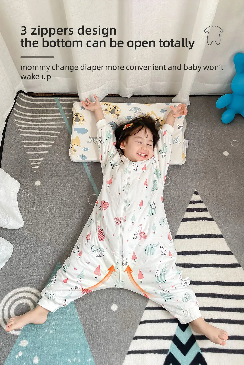 Baby Sleeping Bag Cute Girls Winter Warm Baby Sleepsack With Feet 1-4Years Kids Growth Blanket Sleepwear Children'S Sleeping Bag