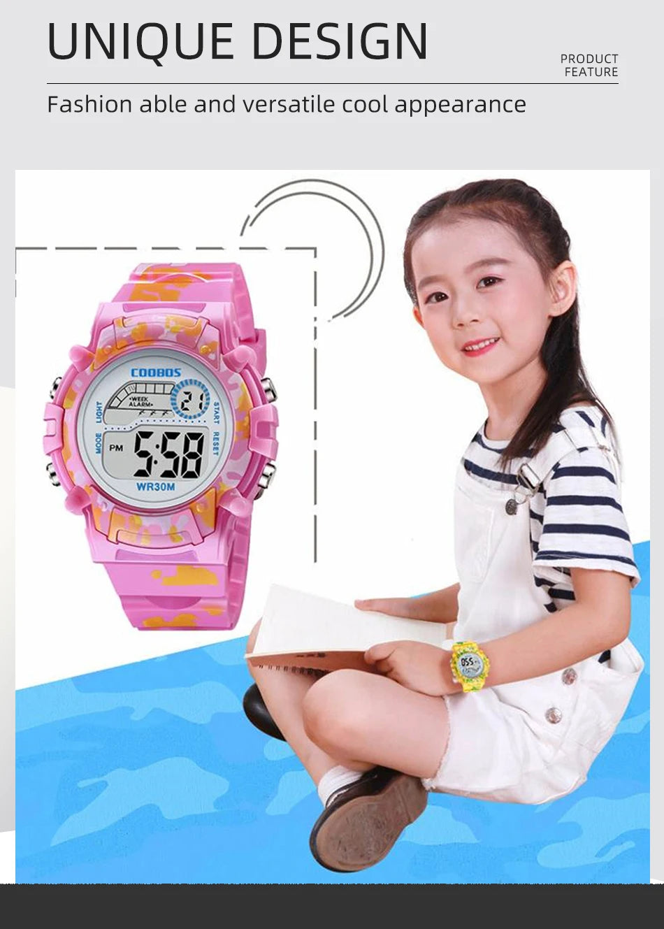 2023 New Boys Sports Military Kids Digital Watches Student Childrens Watch Fashion Luminous LED Alarm Camouflage Girls Clock