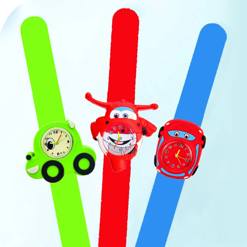 Baby Watch 3D Cartoon Kids Birthday Gift Old Girl Boy Children Study Time Toy Watch Clock Free Spare Battery