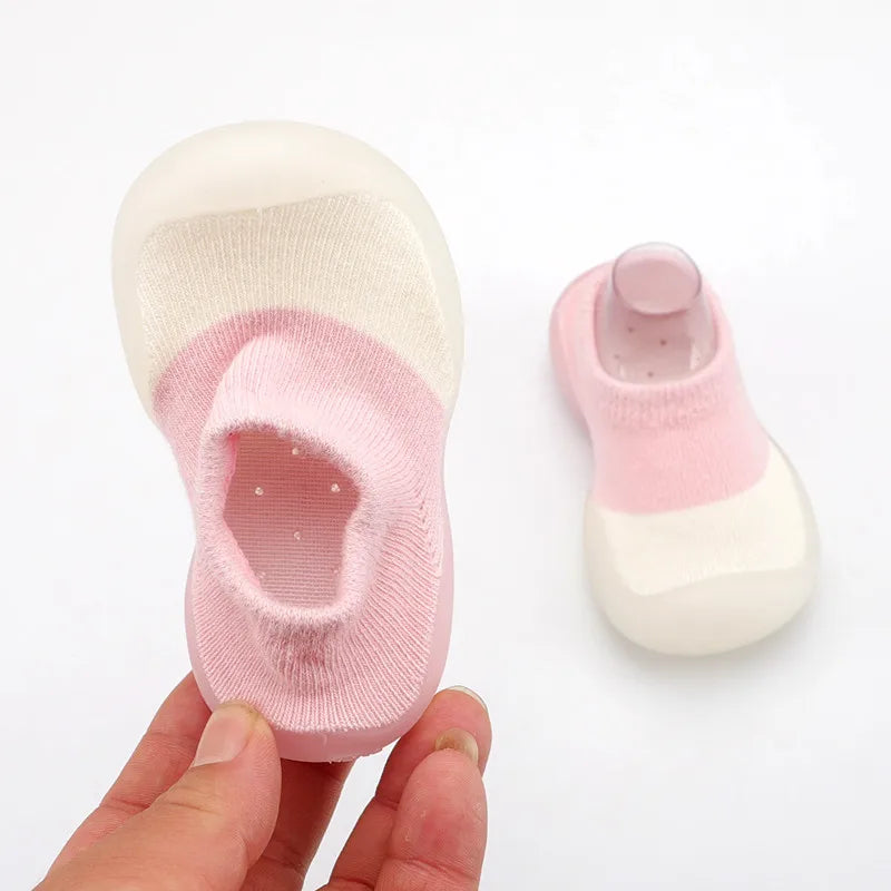 Baby Shoes First Walkers Comfortable Boys Girls Kids Rubber Soft Non-Slip Sole Floor Shoes Knit Booties