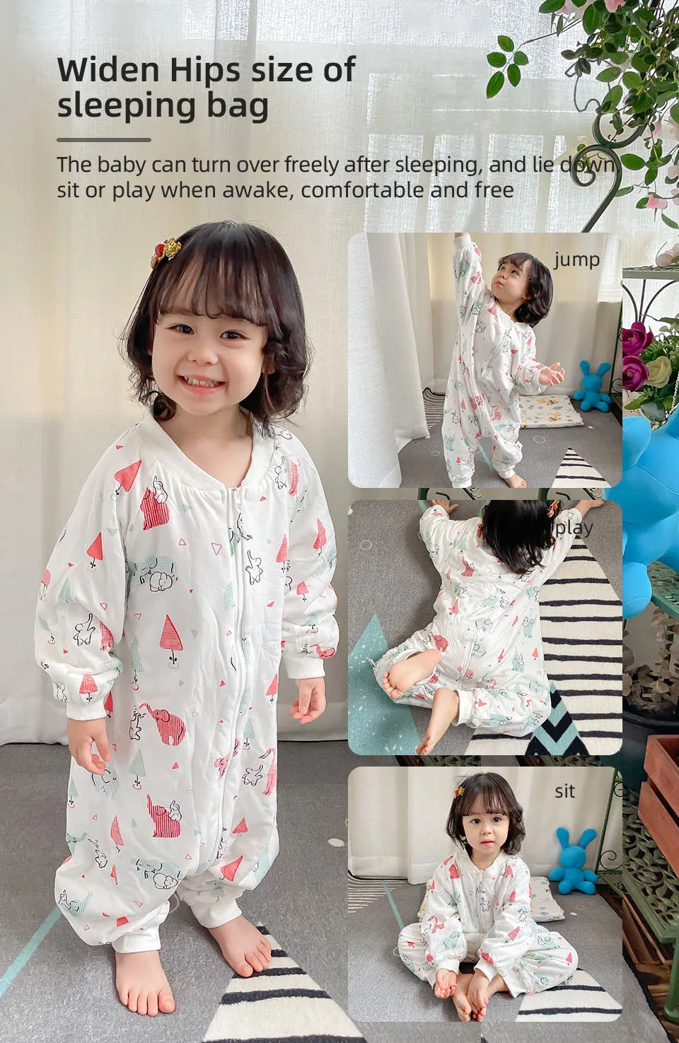 Baby Sleeping Bag Cute Girls Winter Warm Baby Sleepsack With Feet 1-4Years Kids Growth Blanket Sleepwear Children'S Sleeping Bag
