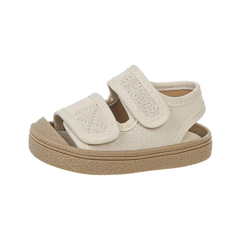 Baby Walking Shoes Toes Capped Soft Sole Boys Girls Casual Shoes Non-slip Retro 2025 Summer New Kids Beach Shoes Comfortable