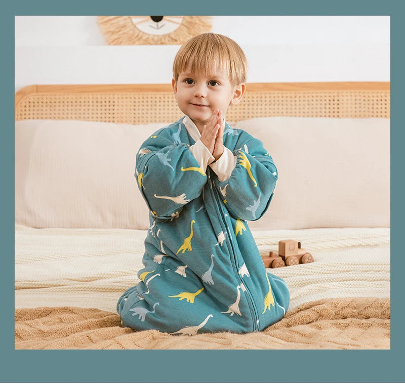 Sleeping Bag For Children 1-4 Years Neck Protection Warm Windproof 3 Zippers Design Removable Sleeves Baby Sleeping Bag 2.5Tog