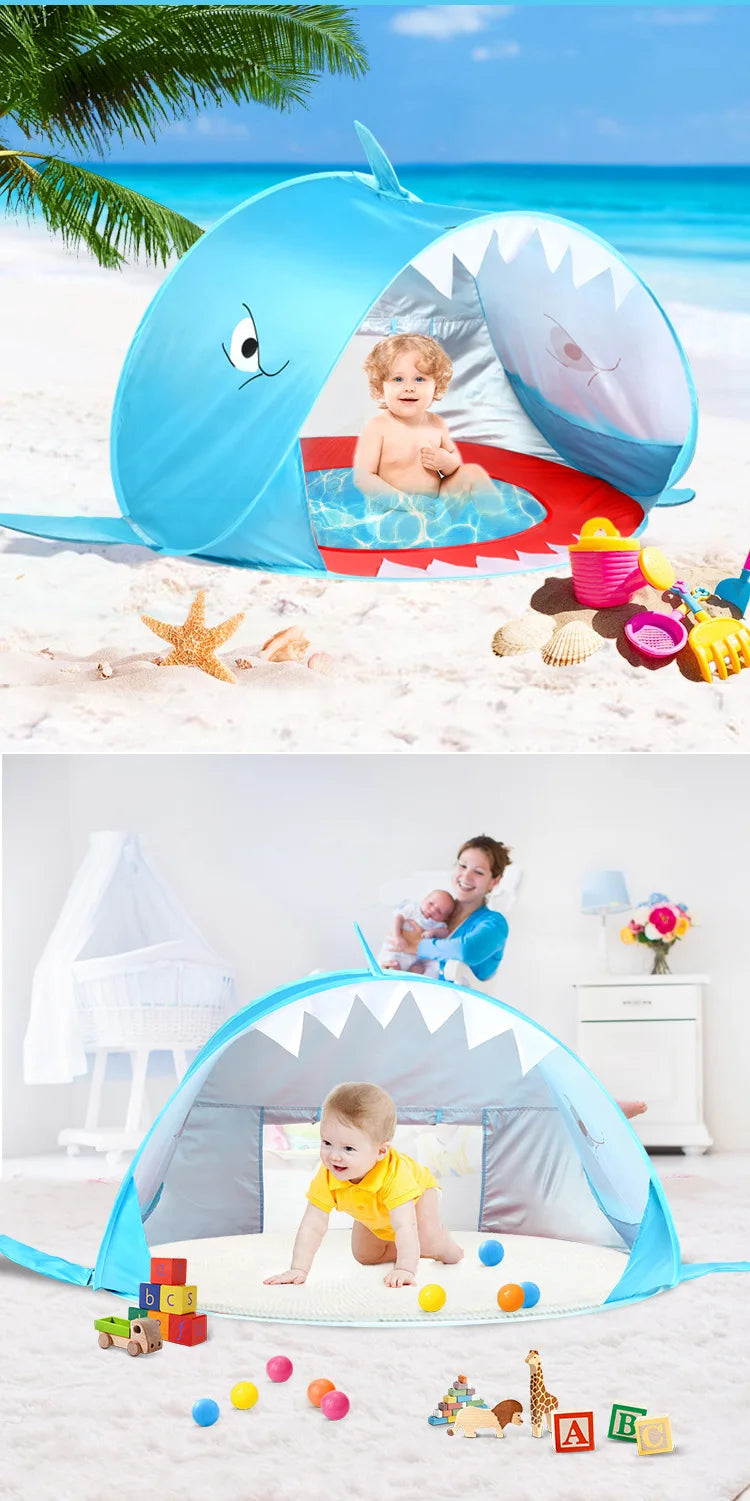 Portable Outdoor Baby Beach Tent with Pop Up Pool UV Sun Shelter  for Infant Child Water Play Toys Indoor House Tent Toys