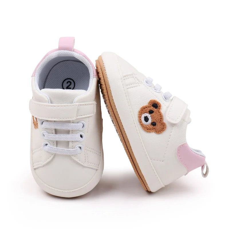 Baby Shoes Cute Bear Sneaker Spring and Autumn Style High Quality PU and TPR Sole Anti-slip 0-9-18 Month Toddler Walking BMB3134