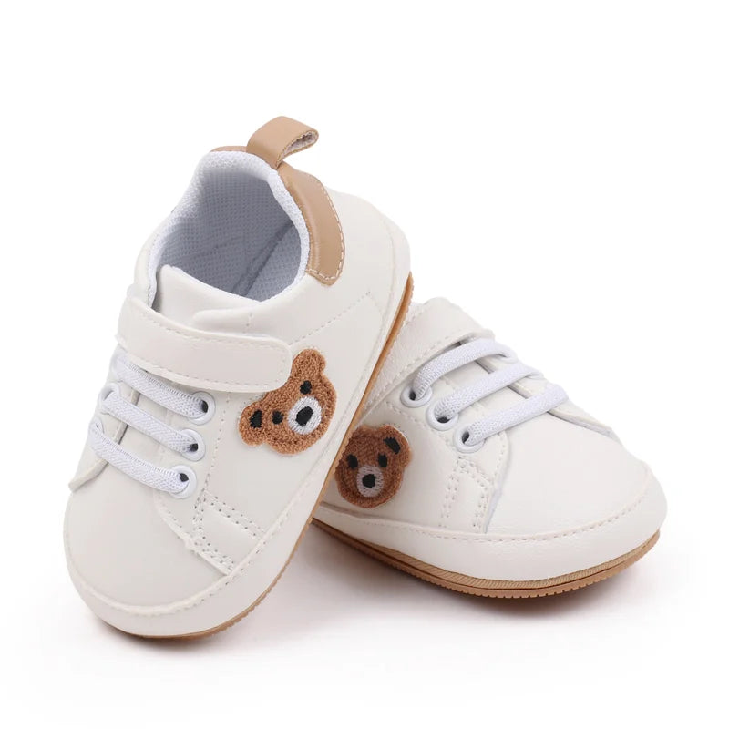 Baby Shoes Cute Bear Sneaker Spring and Autumn Style High Quality PU and TPR Sole Anti-slip 0-9-18 Month Toddler Walking BMB3134