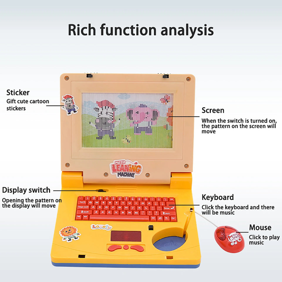 Baby puzzle early education toys, simulation notebook, animated mouse, lighting and music, baby enlightenment toys