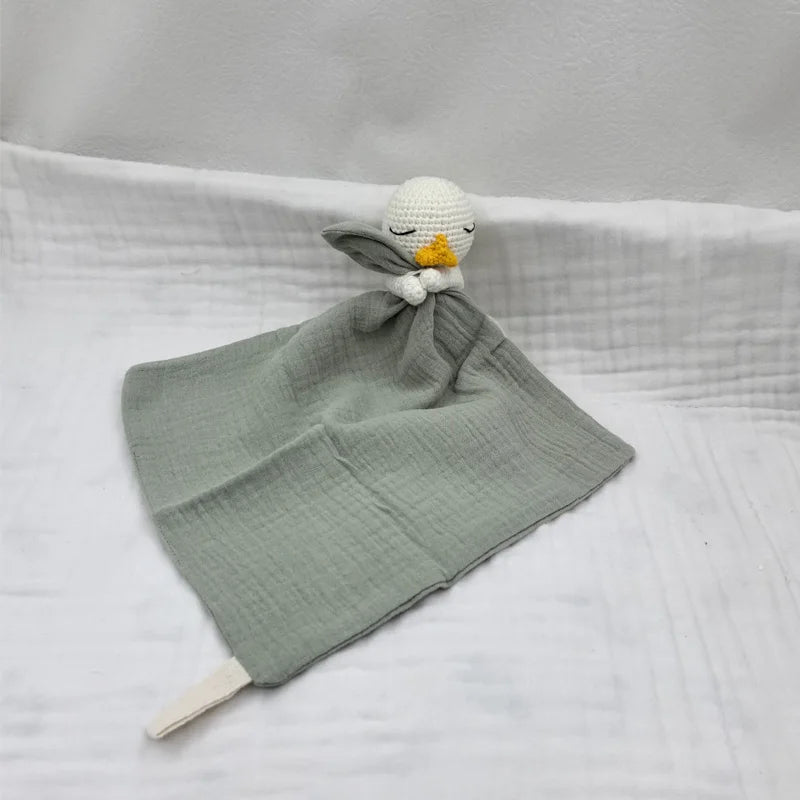 Baby Sleeping Toy Soother Towel Bib Animal Bear Cow Doll Infants Soft Comfort Bib Lovely Animal Baby Security Blanket with Noise