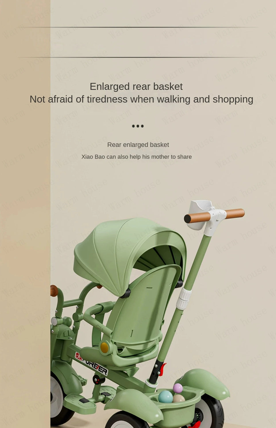 New Children's Tricycle,Reclining and Sitting Foldable Portable Stroller,1-6 Years Old Multifunctional Children's Bicycle