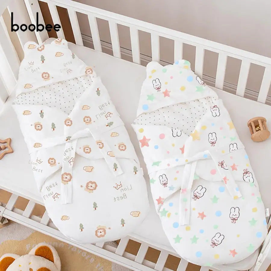 1Pc Baby Blanket, Newborn Sleeping Bag, Thickened for Autumn and Winter, Comfortable and Soft for Outings - Anti-Startle Swaddle Blanket Baby Supplies, Cartoon Print Pattern, Suitable for 0-12 Months, Perfect Baby Shower Gift