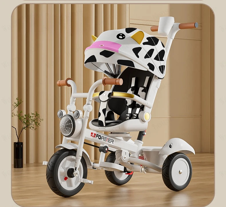 New Children's Tricycle,Reclining and Sitting Foldable Portable Stroller,1-6 Years Old Multifunctional Children's Bicycle