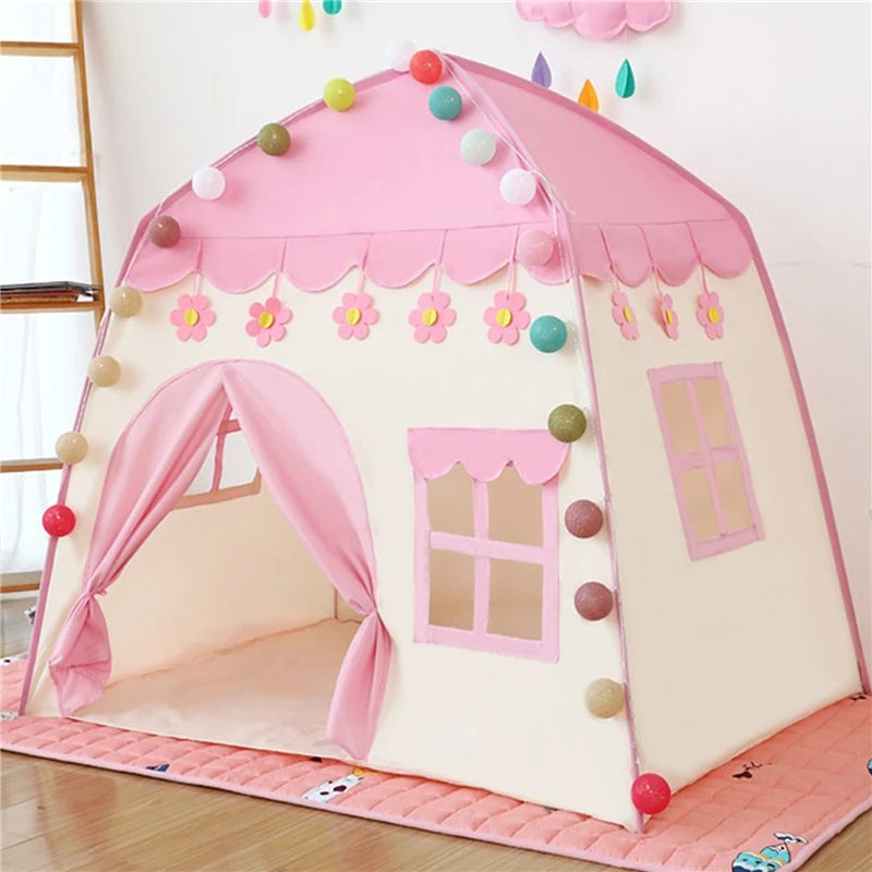 1.35M Portable Baby Tent Toys for Kids Folding Tents Baby Play House Large Girls Pink Princess Castle Children Room Decor