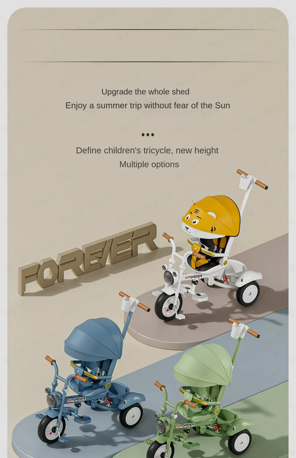 New Children's Tricycle,Reclining and Sitting Foldable Portable Stroller,1-6 Years Old Multifunctional Children's Bicycle