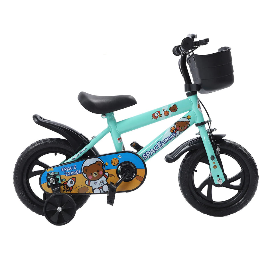 12inch Kids Bike Stable Riding High Carbon Steel Frame Baby Bicycle with Training Wheels for 2‑6 Years Old Children