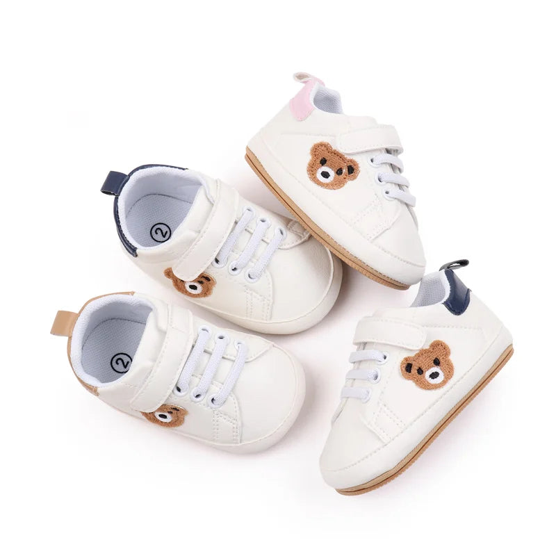Baby Shoes Cute Bear Sneaker Spring and Autumn Style High Quality PU and TPR Sole Anti-slip 0-9-18 Month Toddler Walking BMB3134