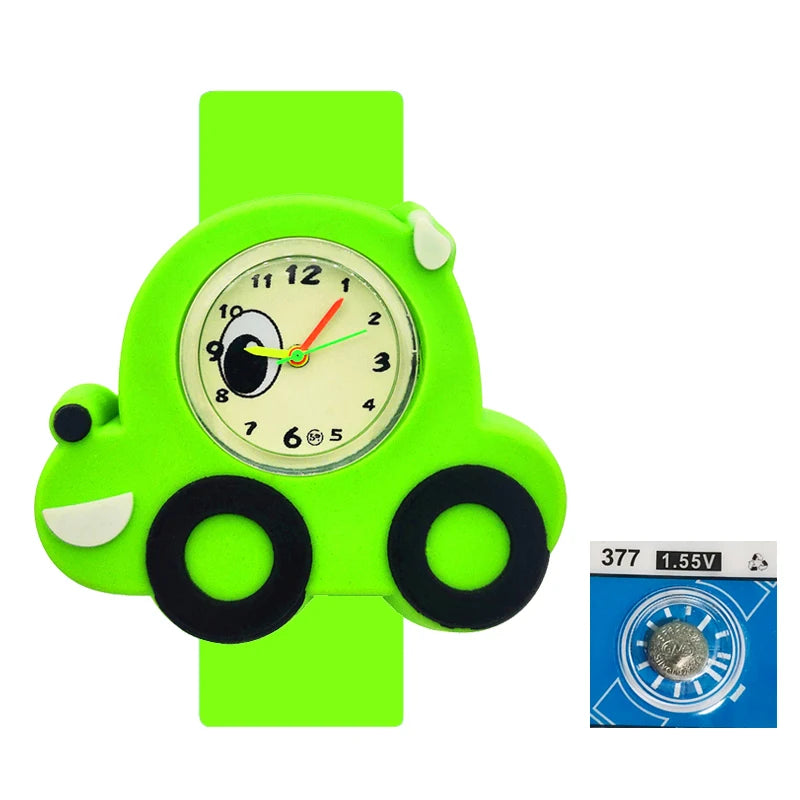 Baby Watch 3D Cartoon Kids Birthday Gift Old Girl Boy Children Study Time Toy Watch Clock Free Spare Battery