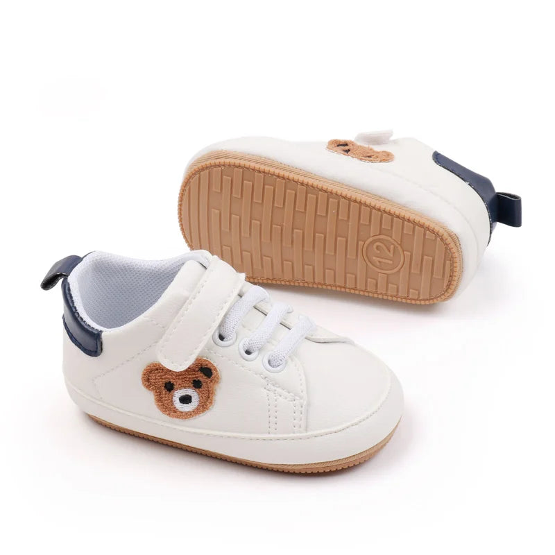 Baby Shoes Cute Bear Sneaker Spring and Autumn Style High Quality PU and TPR Sole Anti-slip 0-9-18 Month Toddler Walking BMB3134