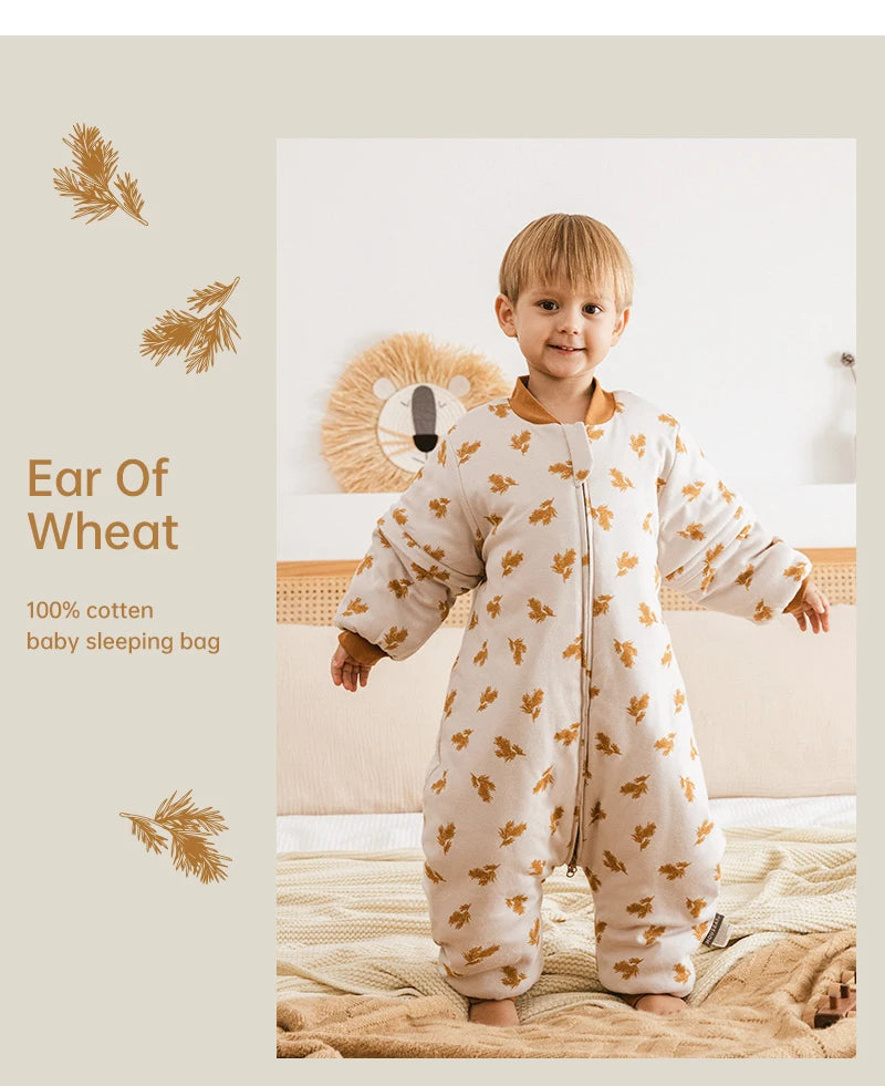 Sleeping Bag For Children 1-4 Years Neck Protection Warm Windproof 3 Zippers Design Removable Sleeves Baby Sleeping Bag 2.5Tog