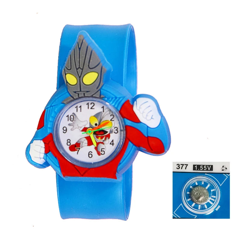 Baby Watch 3D Cartoon Kids Birthday Gift Old Girl Boy Children Study Time Toy Watch Clock Free Spare Battery