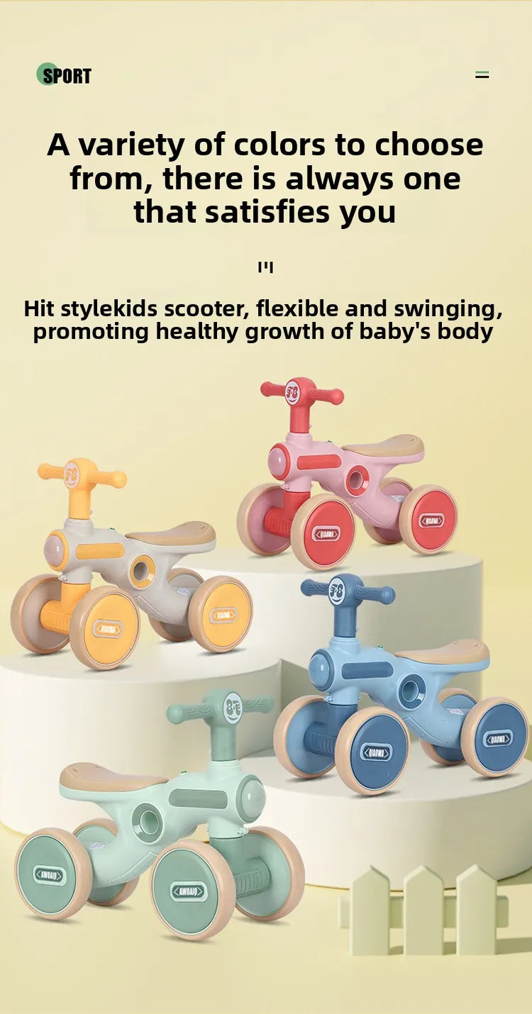 Children's balance bike without pedals 1-3 years old baby child scooter baby toddler four-wheel yo-yo