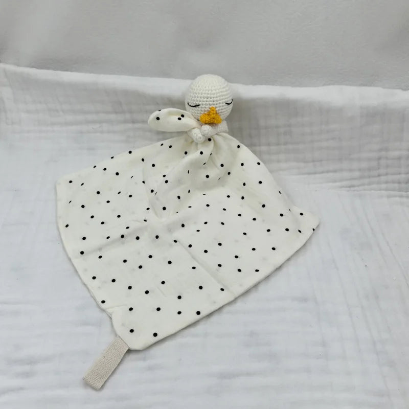 Baby Sleeping Toy Soother Towel Bib Animal Bear Cow Doll Infants Soft Comfort Bib Lovely Animal Baby Security Blanket with Noise