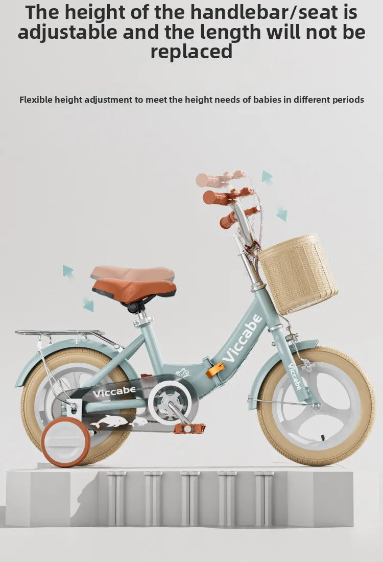 Children's Bicycle Folding Girl 3 6-7-10 Year Old Baby Middle Aged Older Boy's Bicycle Baby Pedal Stroller