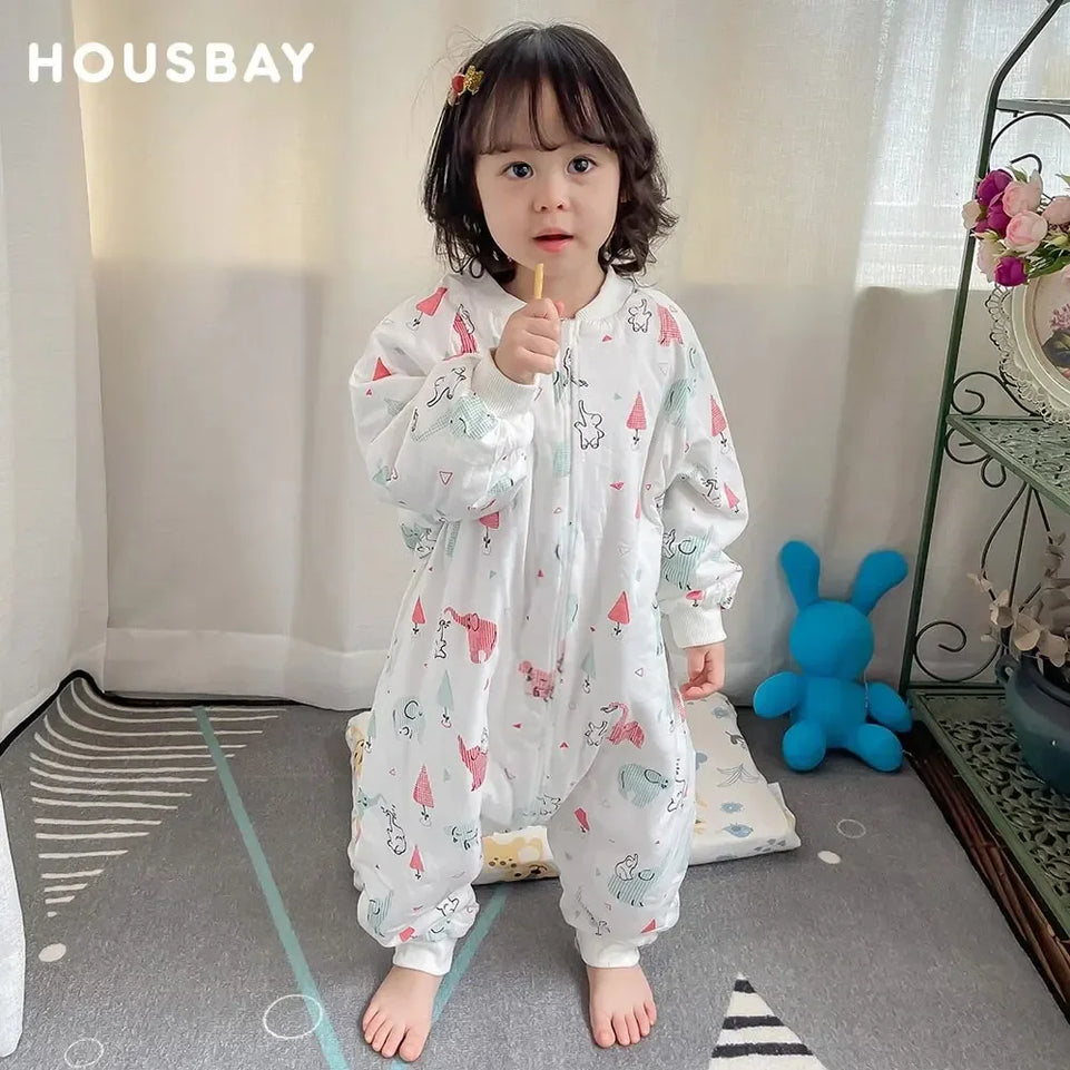 Baby Sleeping Bag Cute Girls Winter Warm Baby Sleepsack With Feet 1-4Years Kids Growth Blanket Sleepwear Children'S Sleeping Bag