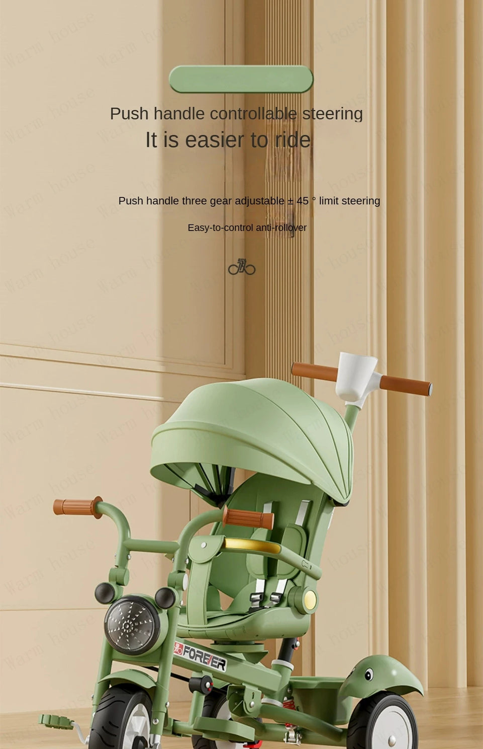 New Children's Tricycle,Reclining and Sitting Foldable Portable Stroller,1-6 Years Old Multifunctional Children's Bicycle