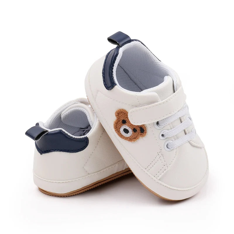 Baby Shoes Cute Bear Sneaker Spring and Autumn Style High Quality PU and TPR Sole Anti-slip 0-9-18 Month Toddler Walking BMB3134
