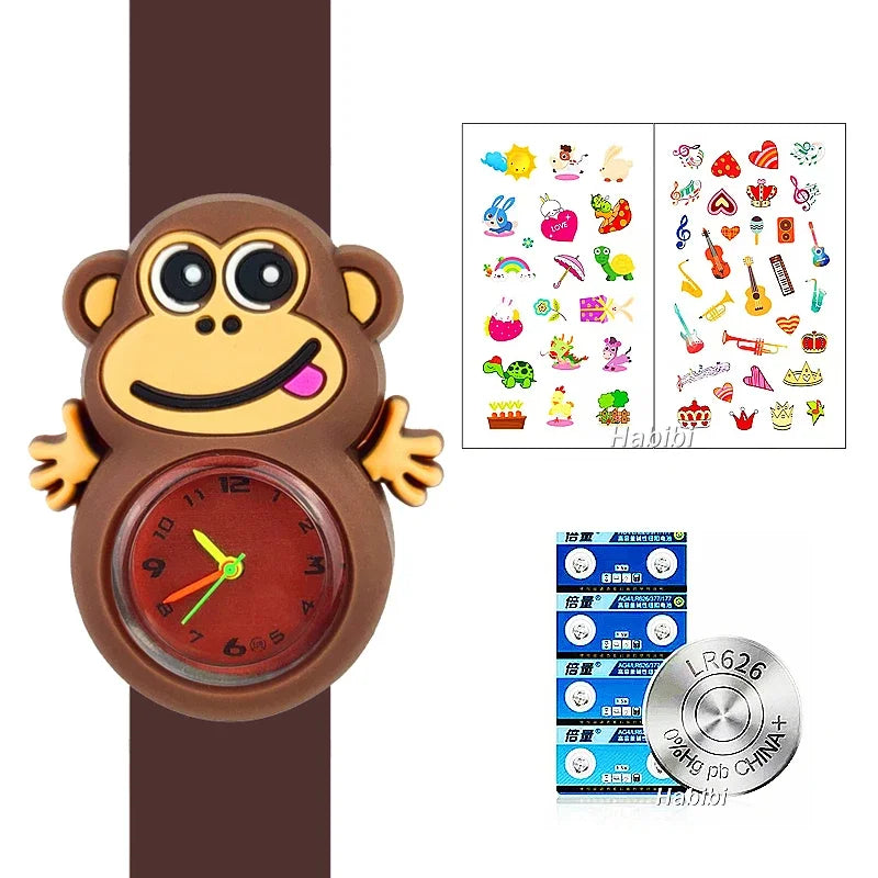 Cute Baby Watch Cartoon 3D Animals Boys Girls Kids Students Clock Birthday Party Christmas Gift Children Study Time Slap Watches