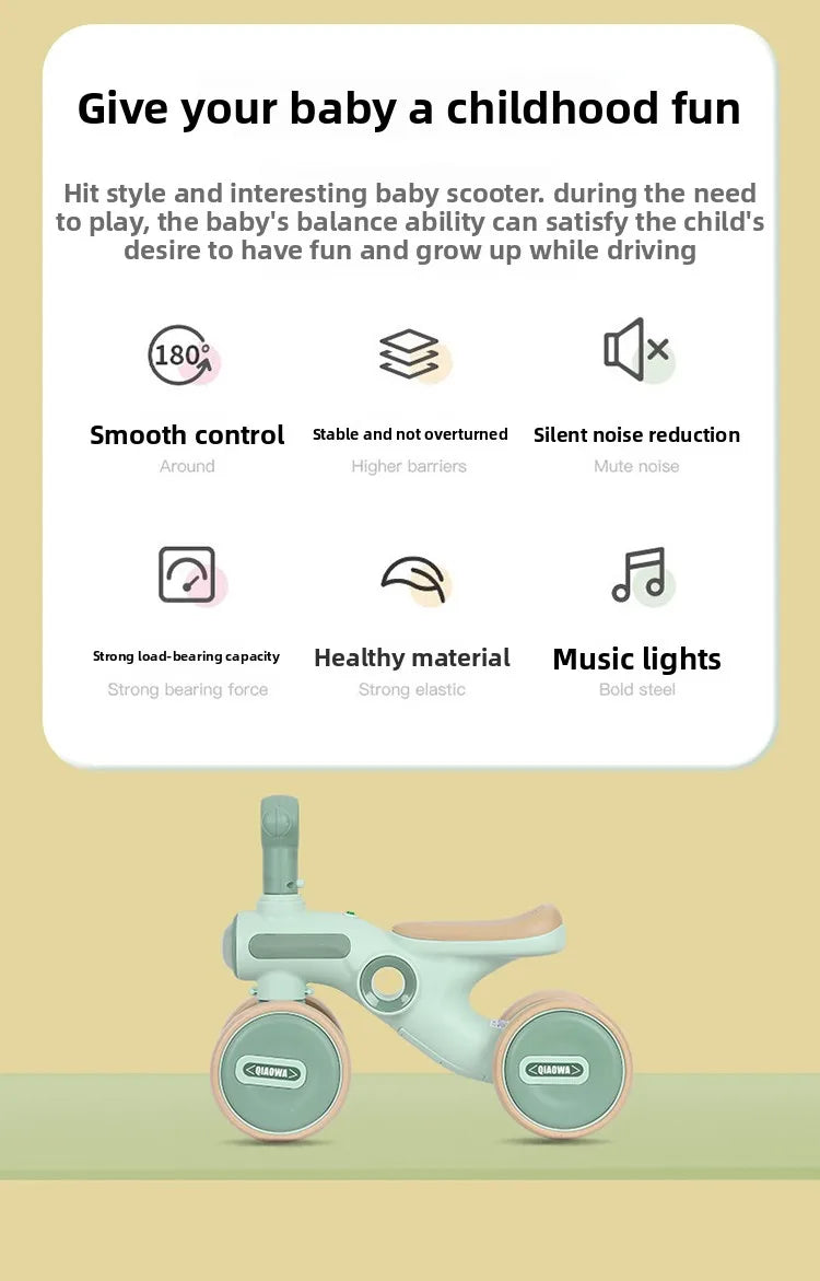 Children's balance bike without pedals 1-3 years old baby child scooter baby toddler four-wheel yo-yo