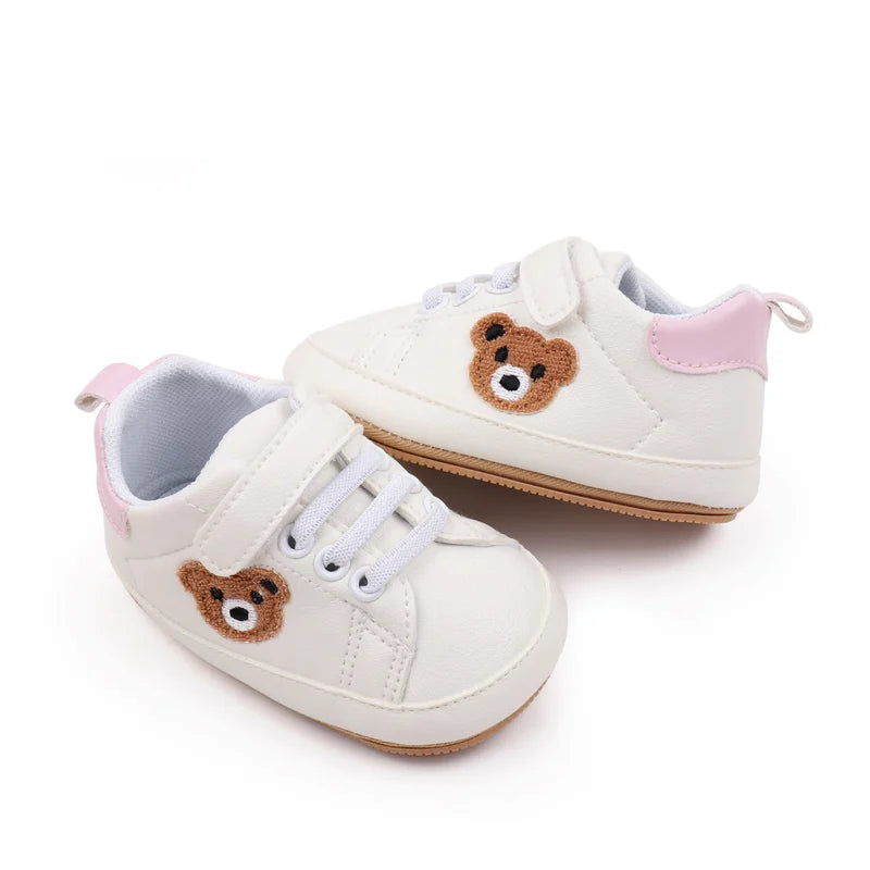 Baby Shoes Cute Bear Sneaker Spring and Autumn Style High Quality PU and TPR Sole Anti-slip 0-9-18 Month Toddler Walking BMB3134