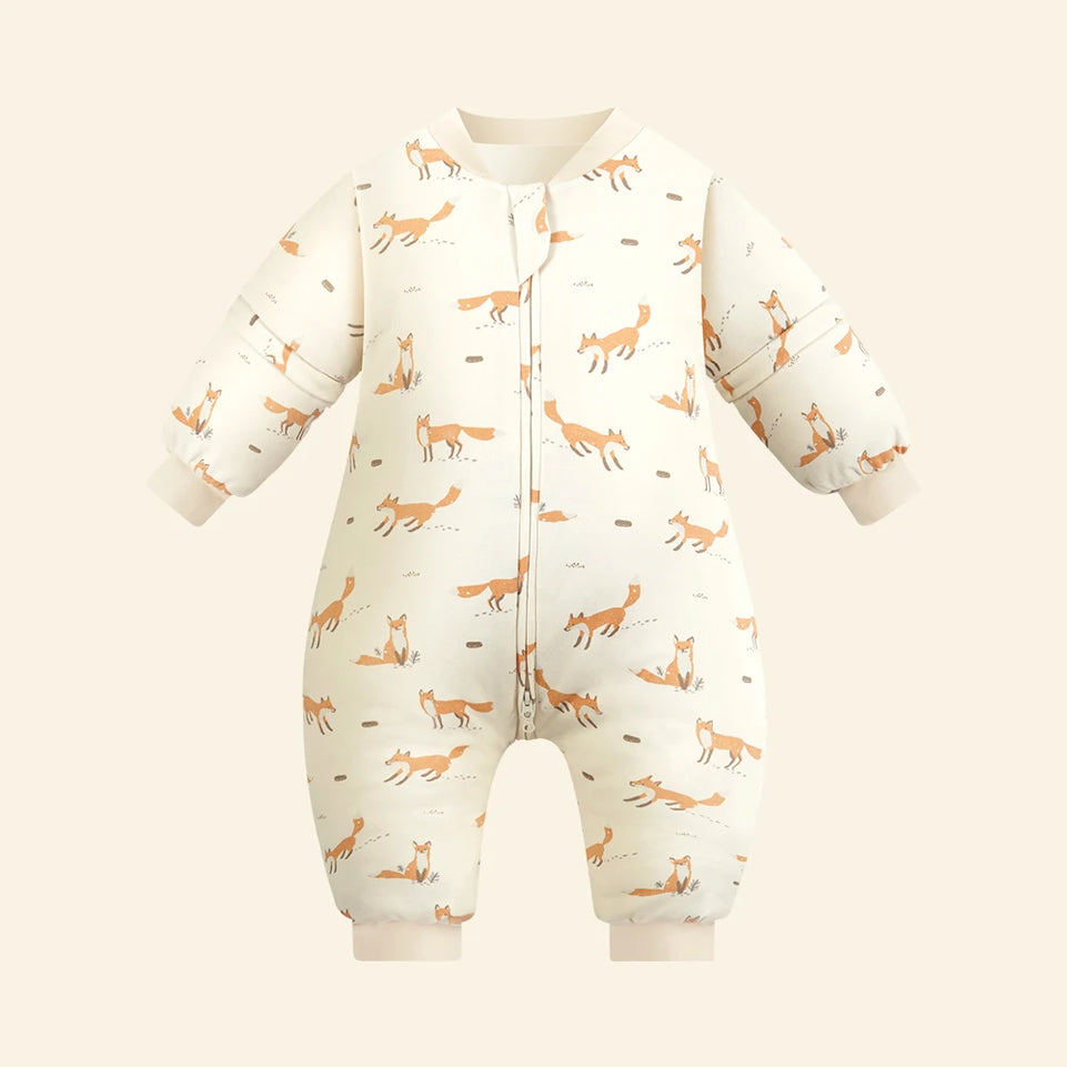 Sleeping Bag For Children 1-4 Years Neck Protection Warm Windproof 3 Zippers Design Removable Sleeves Baby Sleeping Bag 2.5Tog