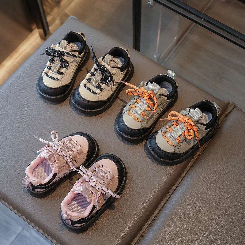 Baby Kids walking shoes 2025 Spring New girls' fashionable casual shoes  board shoes soft sole anti slip breathable sports shoes