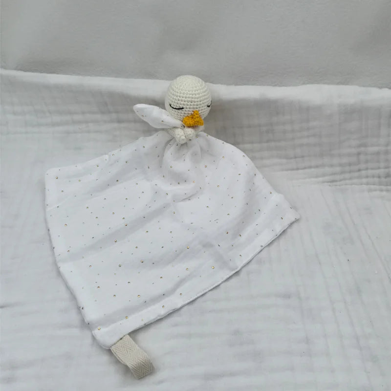 Baby Sleeping Toy Soother Towel Bib Animal Bear Cow Doll Infants Soft Comfort Bib Lovely Animal Baby Security Blanket with Noise