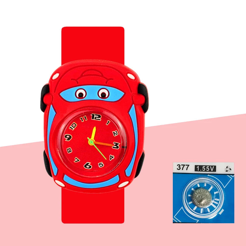 Baby Watch 3D Cartoon Kids Birthday Gift Old Girl Boy Children Study Time Toy Watch Clock Free Spare Battery