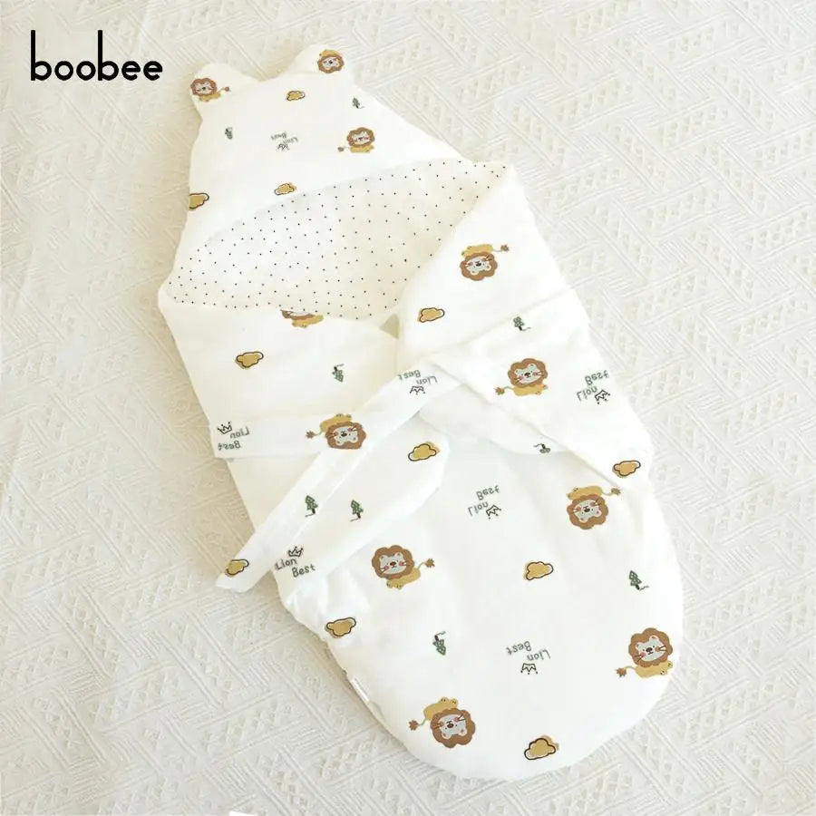 1Pc Baby Blanket, Newborn Sleeping Bag, Thickened for Autumn and Winter, Comfortable and Soft for Outings - Anti-Startle Swaddle Blanket Baby Supplies, Cartoon Print Pattern, Suitable for 0-12 Months, Perfect Baby Shower Gift