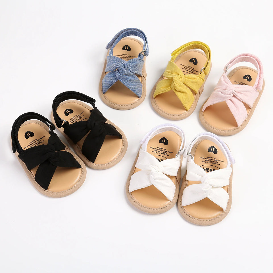 2024 New Product Baby Sandals Infant Girls Shoes Bow-knot Princess Sole Non-slip Toddler First Walkers 5-colors
