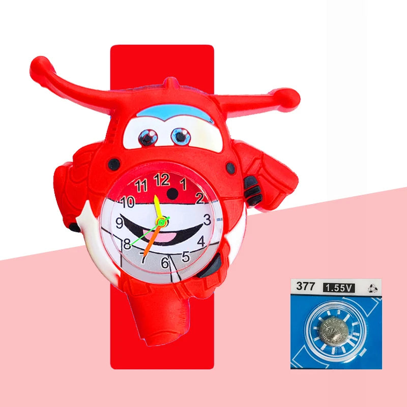 Baby Watch 3D Cartoon Kids Birthday Gift Old Girl Boy Children Study Time Toy Watch Clock Free Spare Battery