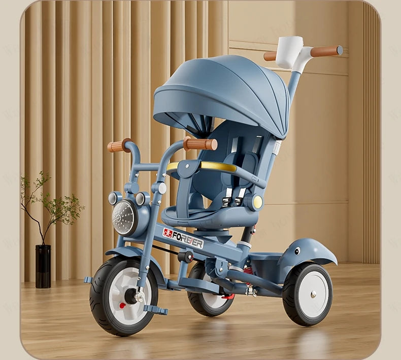 New Children's Tricycle,Reclining and Sitting Foldable Portable Stroller,1-6 Years Old Multifunctional Children's Bicycle