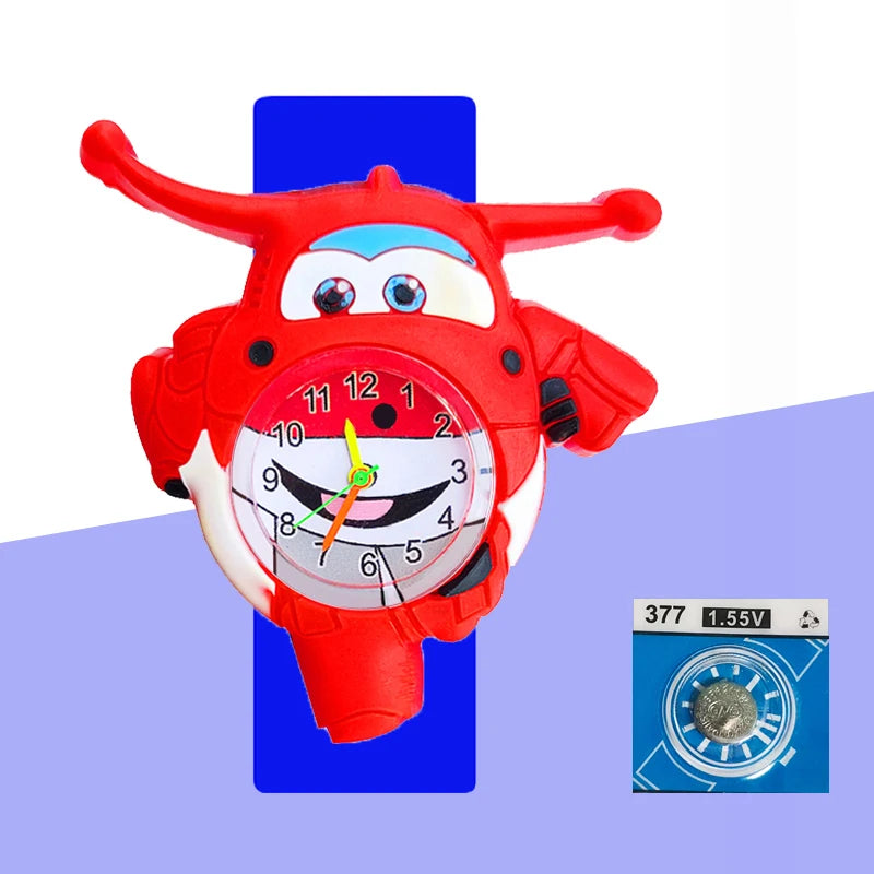 Baby Watch 3D Cartoon Kids Birthday Gift Old Girl Boy Children Study Time Toy Watch Clock Free Spare Battery