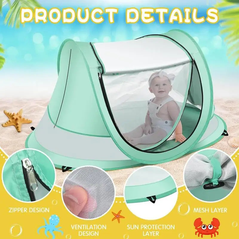 beach Baby Shade Tent UV Resistant Toddler Dome Foldable Baby Pop Up Tent for Vacation Camping Pool Beach Travel Backyard